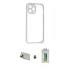 MARSİLYAN™- iPhone 12 Pro Kılıf Nova Asil Özel Seri - Siyah Polymer Nano Ekran Koruyucu + Rainbow Kamera Lens Koruma Cam - GD