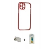 MARSİLYAN™- iPhone 12 Pro Kılıf Nova Asil Özel Seri - Siyah Polymer Nano Ekran Koruyucu + Rainbow Kamera Lens Koruma Cam - GD