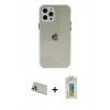MARSİLYAN™- iPhone 12 Pro Kılıf Nova Asil Özel Seri - Siyah Polymer Nano Ekran Koruyucu + Rainbow Kamera Lens Koruma Cam - GD