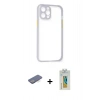 MARSİLYAN™- iPhone 12 Pro Kılıf Nova Asil Özel Seri - Siyah Polymer Nano Ekran Koruyucu + Renkli Kamera Lens Koruma Cam - MI
