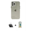 MARSİLYAN™- iPhone 12 Pro Kılıf Nova Asil Özel Seri - Siyah Polymer Nano Ekran Koruyucu + Şeffaf Kamera Lens Koruma Cam