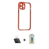 MARSİLYAN™- iPhone 12 Pro Kılıf Nova Asil Özel Seri - Siyah Polymer Nano Ekran Koruyucu + Şeffaf Kamera Lens Koruma Cam