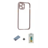 MARSİLYAN™- iPhone 12 Pro Kılıf Nova Asil Özel Seri - Siyah Polymer Nano Ekran Koruyucu + Shine Kamera Lens Koruma Cam - PE