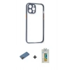 MARSİLYAN™- iPhone 12 Pro Kılıf Nova Asil Özel Seri - Siyah Polymer Nano Ekran Koruyucu + Shine Kamera Lens Koruma Cam - GD