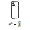 MARSİLYAN™- iPhone 12 Pro Kılıf Nova Asil Özel Seri - Siyah Polymer Nano Ekran Koruyucu + Shine Kamera Lens Koruma Cam - SABE