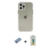 MARSİLYAN™- iPhone 12 Pro Kılıf Nova Asil Özel Seri - Siyah Polymer Nano Ekran Koruyucu + Shine Kamera Lens Koruma Cam - PE