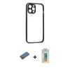 MARSİLYAN™- iPhone 12 Pro Kılıf Nova Asil Özel Seri - Siyah Polymer Nano Ekran Koruyucu + Shine Kamera Lens Koruma Cam - GD