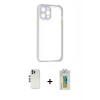MARSİLYAN™- iPhone 12 Pro Kılıf Nova Asil Özel Seri - Siyah Polymer Nano Ekran Koruyucu + Shine Kamera Lens - GS