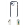MARSİLYAN™- iPhone 12 Pro Kılıf Nova Asil Özel Seri - Siyah Polymer Nano Ekran Koruyucu + Shine Kamera Lens - GD
