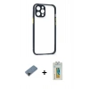 MARSİLYAN™- iPhone 12 Pro Kılıf Nova Asil Özel Seri - Siyah Polymer Nano Ekran Koruyucu + Shine Kamera Lens Koruma Cam - SH
