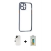 MARSİLYAN™- iPhone 12 Pro Kılıf Nova Asil Özel Seri - Siyah Polymer Nano Ekran Koruyucu + Shine Kamera Lens - GS