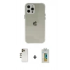 MARSİLYAN™- iPhone 12 Pro Kılıf Nova Asil Özel Seri - Siyah Polymer Nano Ekran Koruyucu + Shine Kamera Lens - GD