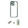 MARSİLYAN™- iPhone 12 Pro Kılıf Nova Asil Özel Seri - Siyah Polymer Nano Ekran Koruyucu + Shine Kamera Lens Koruma Cam - SABE