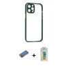MARSİLYAN™- iPhone 12 Pro Kılıf Nova Asil Özel Seri - Siyah Polymer Nano Ekran Koruyucu + Shine Kamera Lens Koruma Cam - GD