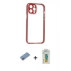 MARSİLYAN™- iPhone 12 Pro Kılıf Nova Asil Özel Seri - Siyah Polymer Nano Ekran Koruyucu + Shine Kamera Lens Koruma Cam - PE