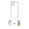 MARSİLYAN™- iPhone 12 Pro Kılıf Nova Asil Özel Seri - Siyah Polymer Nano Ekran Koruyucu + Shine Kamera Lens - GD