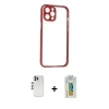 MARSİLYAN™- iPhone 12 Pro Kılıf Nova Asil Özel Seri - Siyah Polymer Nano Ekran Koruyucu + Shine Kamera Lens - GS