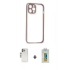 MARSİLYAN™- iPhone 12 Pro Kılıf Nova Asil Özel Seri - Siyah Polymer Nano Ekran Koruyucu + Shine Kamera Lens - GS