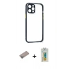 MARSİLYAN™- iPhone 12 Pro Kılıf Nova Asil Özel Seri - Siyah Polymer Nano Ekran Koruyucu + Shine Kamera Lens Koruma Cam - SABE