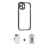 MARSİLYAN™- iPhone 12 Pro Kılıf Nova Asil Özel Seri - Siyah Polymer Nano Ekran Koruyucu + Shine Kamera Lens - GD