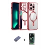 MARSİLYAN™- iPhone 12 Pro Kılıf Nova Işık Özel Seri - Şeffaf 360 Full Body Arka Koruyucu + Metal Kamera Lens Koruma Cam - GD