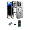 MARSİLYAN™- iPhone 12 Pro Kılıf Nova Işık Özel Seri - Şeffaf 360 Full Body Arka Koruyucu + Metal Kamera Lens Koruma Cam - GD