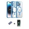 MARSİLYAN™- iPhone 12 Pro Kılıf Nova Işık Özel Seri - Şeffaf 360 Full Body Arka Koruyucu + Metal Kamera Lens Koruma Cam - GD