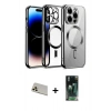MARSİLYAN™- iPhone 12 Pro Kılıf Nova Işık Özel Seri - Şeffaf 360 Full Body Arka Koruyucu + Gold Rainbow Kamera Lens Koruma Cam