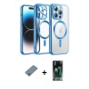 MARSİLYAN™- iPhone 12 Pro Kılıf Nova Işık Özel Seri - Şeffaf 360 Full Body Arka Koruyucu + Metal Kamera Lens Koruma Cam - GS