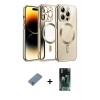 MARSİLYAN™- iPhone 12 Pro Kılıf Nova Işık Özel Seri - Şeffaf 360 Full Body Arka Koruyucu + Metal Kamera Lens Koruma Cam - GS