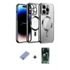 MARSİLYAN™- iPhone 12 Pro Kılıf Nova Işık Özel Seri - Şeffaf 360 Full Body Arka Koruyucu + Metal Kamera Lens Koruma Cam - KUYL