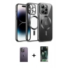MARSİLYAN™- iPhone 12 Pro Kılıf Nova Işık Özel Seri - Şeffaf 360 Full Body Arka Koruyucu + Neon Fosforlu Kamera Lens - BZ