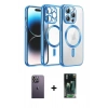 MARSİLYAN™- iPhone 12 Pro Kılıf Nova Işık Özel Seri - Şeffaf 360 Full Body Arka Koruyucu + Neon Fosforlu Kamera Lens - BZ