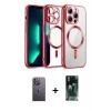 MARSİLYAN™- iPhone 12 Pro Kılıf Nova Işık Özel Seri - Şeffaf 360 Full Body Arka Koruyucu + Neon Fosforlu Kamera Lens - BZ