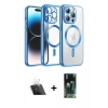 MARSİLYAN™- iPhone 12 Pro Kılıf Nova Işık Özel Seri - Şeffaf 360 Full Body Arka Koruyucu + Şeffaf Kamera Lens Koruma Cam