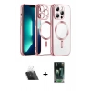 MARSİLYAN™- iPhone 12 Pro Kılıf Nova Işık Özel Seri - Şeffaf 360 Full Body Arka Koruyucu + Şeffaf Kamera Lens Koruma Cam