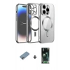 MARSİLYAN™- iPhone 12 Pro Kılıf Nova Işık Özel Seri - Şeffaf 360 Full Body Arka Koruyucu + Shine Kamera Lens Koruma Cam - GI