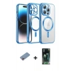 MARSİLYAN™- iPhone 12 Pro Kılıf Nova Işık Özel Seri - Şeffaf 360 Full Body Arka Koruyucu + Shine Kamera Lens Koruma Cam - PE