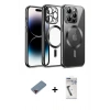 MARSİLYAN™- iPhone 12 Pro Kılıf Nova Işık Özel Seri - Şeffaf Uv Polymer Nano Ekran Koruyucu + Kırmızı Metal Kamera Lens Koruma Cam