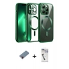 MARSİLYAN™- iPhone 12 Pro Kılıf Nova Işık Özel Seri - Şeffaf Uv Polymer Nano Ekran Koruyucu + Kırmızı Metal Kamera Lens Koruma Cam