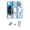MARSİLYAN™- iPhone 12 Pro Kılıf Nova Işık Özel Seri - Şeffaf Uv Polymer Nano Ekran Koruyucu + Metal Kamera Lens Koruma Cam - KUYL
