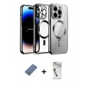 MARSİLYAN™- iPhone 12 Pro Kılıf Nova Işık Özel Seri - Şeffaf Uv Polymer Nano Ekran Koruyucu + Metal Kamera Lens Koruma Cam - AKYL