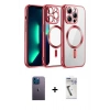 MARSİLYAN™- iPhone 12 Pro Kılıf Nova Işık Özel Seri - Şeffaf Uv Polymer Nano Ekran Koruyucu + Neon Fosforlu Kamera Lens - MI