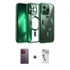MARSİLYAN™- iPhone 12 Pro Kılıf Nova Işık Özel Seri - Şeffaf Uv Polymer Nano Ekran Koruyucu + Neon Fosforlu Kamera Lens - TU