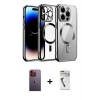 MARSİLYAN™- iPhone 12 Pro Kılıf Nova Işık Özel Seri - Şeffaf Uv Polymer Nano Ekran Koruyucu + Neon Fosforlu Kamera Lens - TU