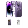 MARSİLYAN™- iPhone 12 Pro Kılıf Nova Işık Özel Seri - Şeffaf Uv Polymer Nano Ekran Koruyucu + Neon Fosforlu Kamera Lens - SI