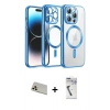 MARSİLYAN™- iPhone 12 Pro Kılıf Nova Işık Özel Seri - Şeffaf Uv Polymer Nano Ekran Koruyucu + Rainbow Kamera Lens Koruma Cam - GD