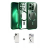 MARSİLYAN™- iPhone 12 Pro Kılıf Nova Işık Özel Seri - Şeffaf Uv Polymer Nano Ekran Koruyucu + Shine Kamera Lens - GS