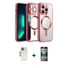 MARSİLYAN™- iPhone 12 Pro Kılıf Nova Işık Özel Seri - Siyah 34D Hayalet Izgaralı Cam + Shine Kamera Lens - GD
