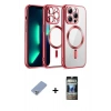 MARSİLYAN™- iPhone 12 Pro Kılıf Nova Işık Özel Seri - Siyah 34D Hayalet Izgaralı Cam + Metal Kamera Lens Koruma Cam - KUYL